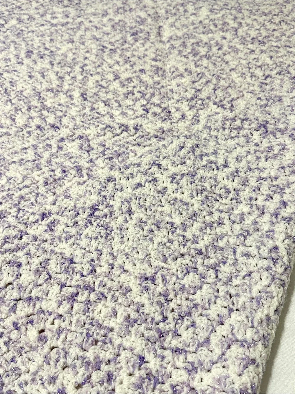 Purple & White Handmade Crochet Baby Crib Blanket • 24” x 36”